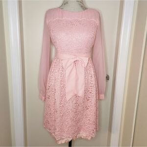 Vintage 50s Pink Lace Prom Dress
